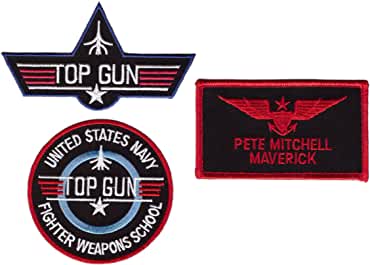 Pete Mitchell Navy Fighter School Name Badge Costume Patch 3 pcs Set Iron on sew on